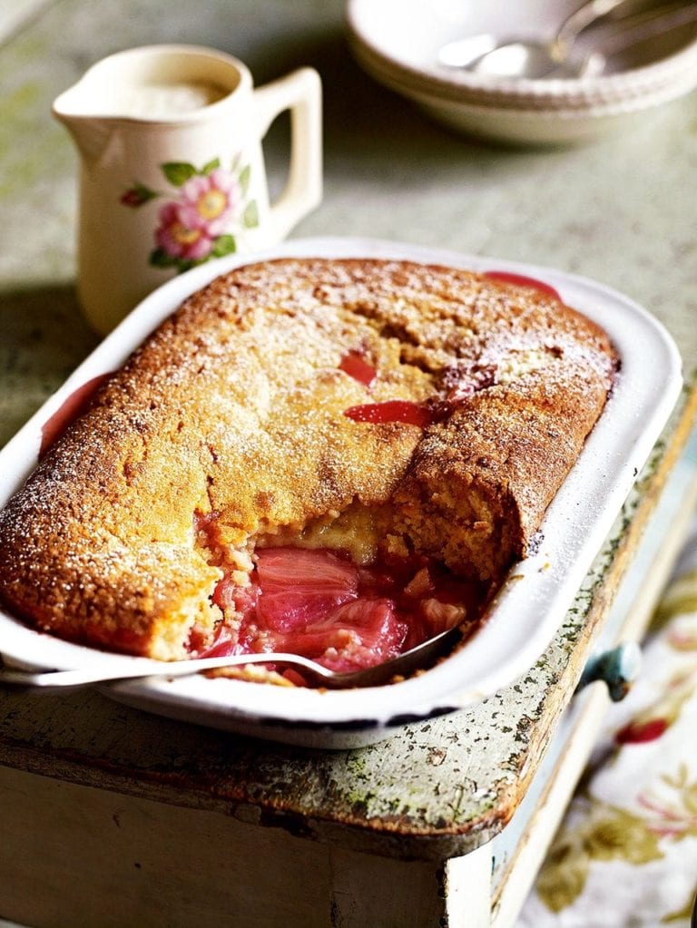 Rhubarb and vanilla sponge pudding recipe | delicious. magazine