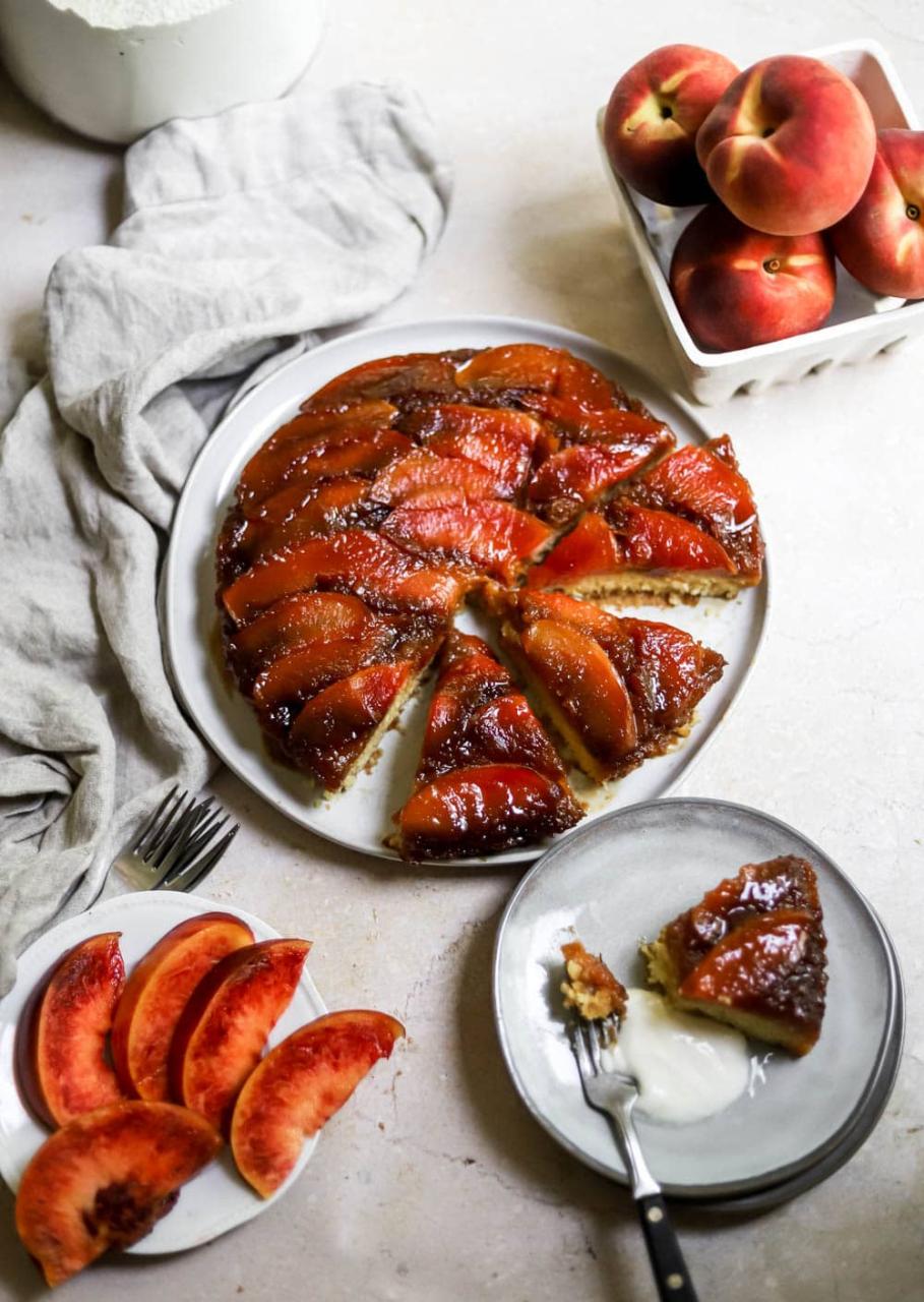 Easy Peach Upside Down Cake - Lion's Bread