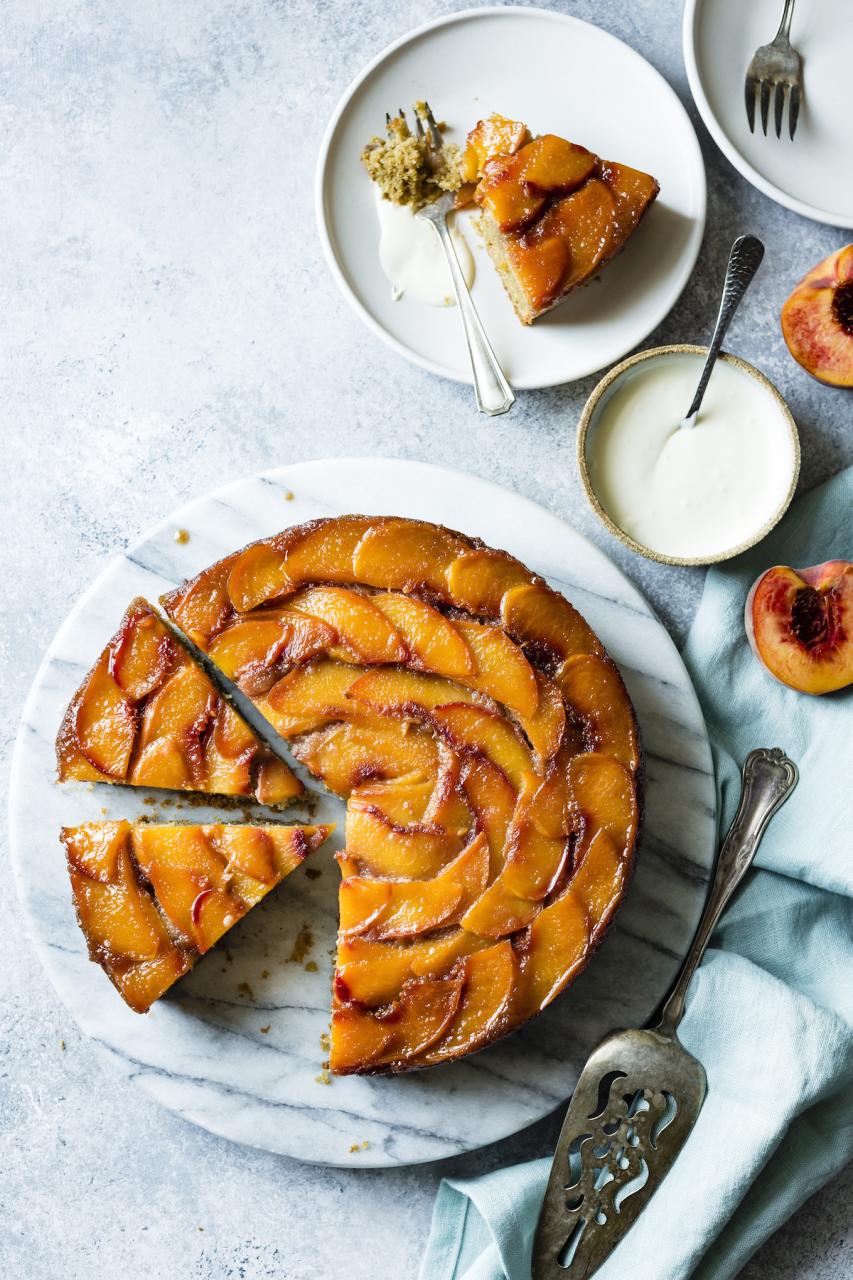 Brown Sugar Peach Upside-Down Cake Gluten-Free Recipe