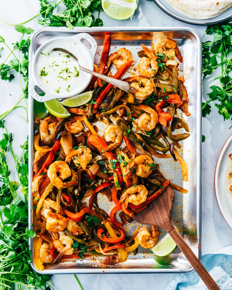 Sheet Pan Shrimp Fajitas – A Couple Cooks