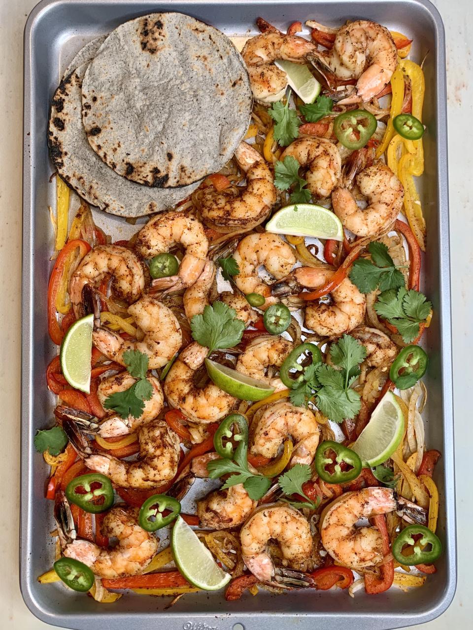 Sheet Pan Shrimp Fajitas - Big Delicious Life