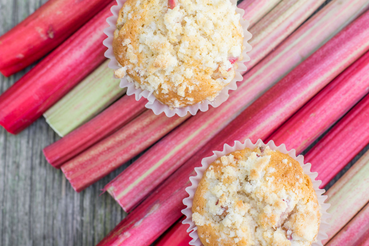 Strawberry Rhubarb Streusel Muffins - Eats by the Beach
