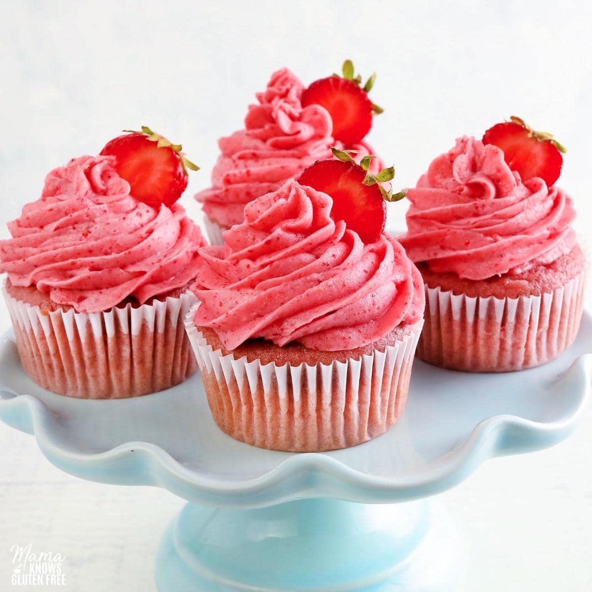 Strawberry Cupcakes with Strawberry Buttercream Frosting {Gluten-Free, Dairy-Free Option} - Mama Knows Gluten Free
