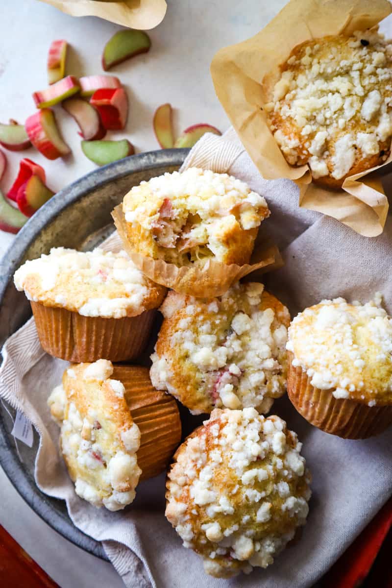 Rhubarb Muffins Recipe with Streusel Crumb Topping - The Seaside Baker