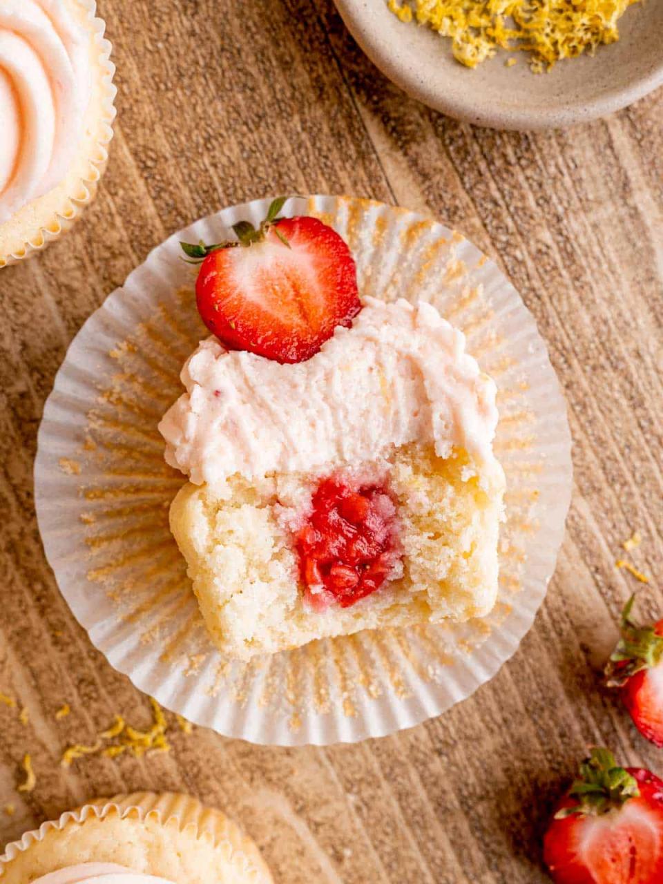 Strawberry Filled Lemon Cupcakes – Broken Oven Baking