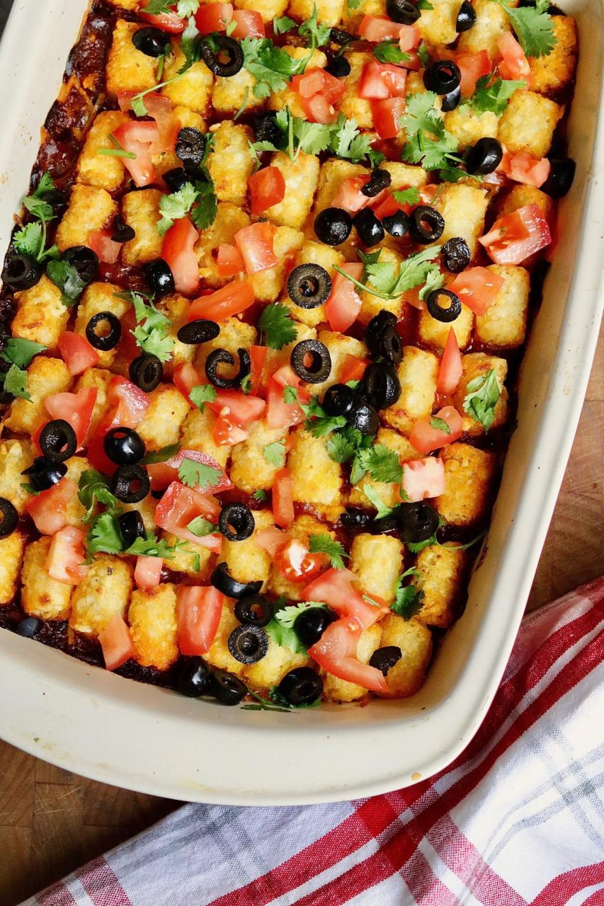 Mexican Tater Tot Casserole (Vegan) - The Cheeky Chickpea
